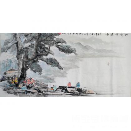 对弈论道图 人物画 韦虹作品 类别: 国画人物作品